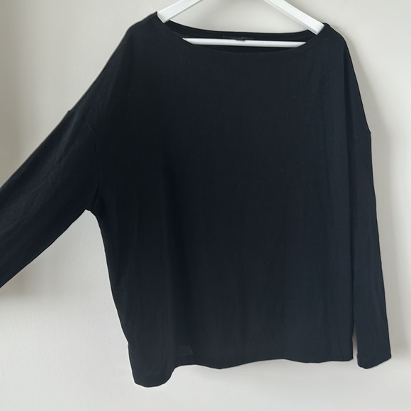 ALLSAINTS Rita Oversized Tee Black Boat Neck Long Sleeve Slouchy Relaxed Tshirt - Picture 8 of 15
